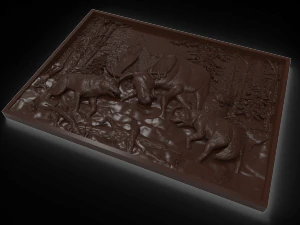 hunting wolf pack bas relief 3D Model