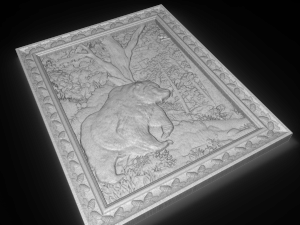 bear in the forest bas relief for cnc 3Dモデル