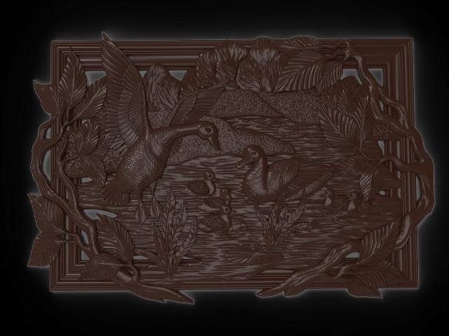 geese on the pond bas relief for cnc 3Dモデル .c4d .max .obj .3ds .fbx .stl .blend 