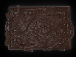 geese on the pond bas relief for cnc 3D-Modell