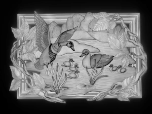 geese on the pond bas relief for cnc 3D Model