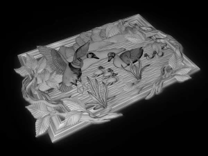 geese on the pond bas relief for cnc 3D Model