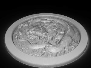 chinese dragon in circle bas relief for cnc 3D-Modell