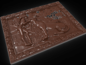 girl and lioness bas relief for cnc 3D Model