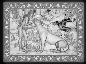girl and lioness bas relief for cnc 3D Model