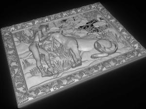 girl and lioness bas relief for cnc 3D Model