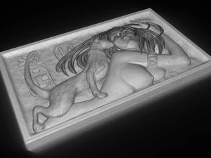 cleopatra with cat bas relief 3D Model