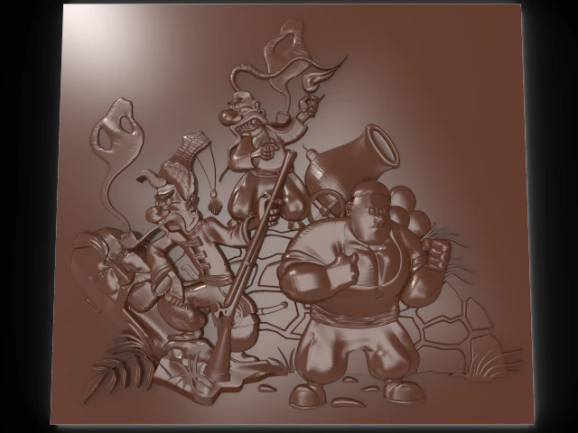 characters from cartoon cossacks bas relief 3D Model .c4d .max .obj .3ds .fbx .stl .blend