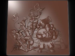characters from cartoon cossacks bas relief 3D Model