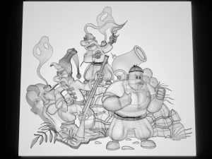 characters from cartoon cossacks bas relief 3D Model