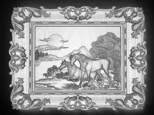 horses bas relief 3D Model