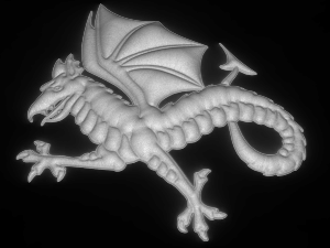 dragon with two paws bas relief for cnc Model 3D