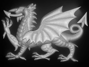 welsh dragon bas relief for cnc 3D Model