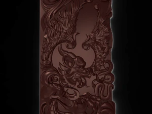 Drag&oacute;n europeo con alas en bajorrelieve para cnc. Modelo 3D