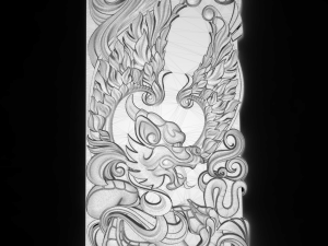 european dragon with wings bas relief for cnc 3D-Modell