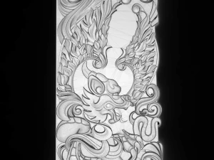 european dragon with wings bas relief for cnc 3D Model