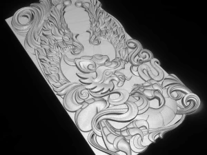 european dragon with wings bas relief for cnc 3D Model