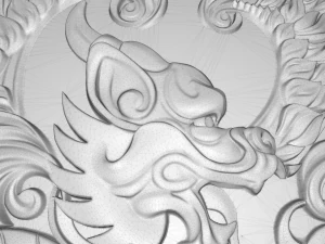 european dragon with wings bas relief for cnc 3D Model