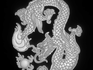 chinese dragon and fire ball bas relif for cnc 3D Model