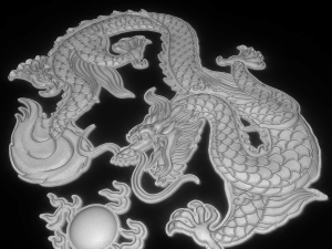 chinese dragon and fire ball bas relif for cnc 3D Model