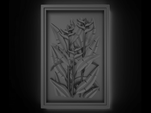 a plant in the frame bas relief for cnc 3D Model
