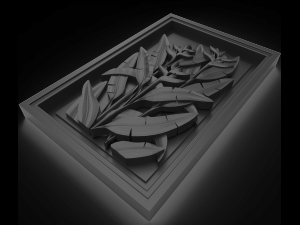 a plant in the frame bas relief for cnc Model 3D