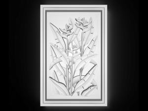 a plant in the frame bas relief for cnc Model 3D