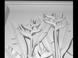 a plant in the frame bas relief for cnc Model 3D