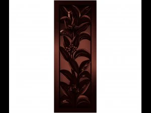 uma planta com flores no baixo-relevo da moldura para cnc Modelo 3D