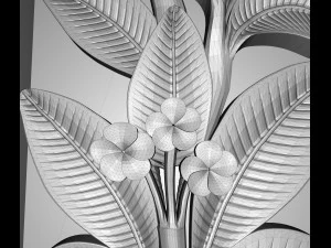 a plant with flowers in the frame bas relief for cnc 3D Model