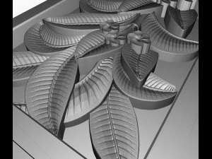 a plant with flowers in the frame bas relief for cnc 3D Model