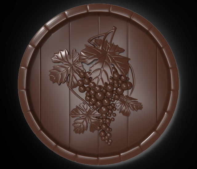 grape on the top of a barrel bas relief for cnc 3D Model .c4d .max .obj .3ds .fbx .stl .blend 