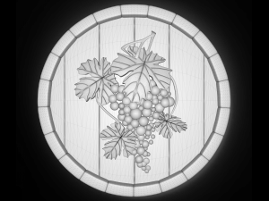 grape on the top of a barrel bas relief for cnc 3D Model