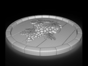 grape on the top of a barrel bas relief for cnc 3D Model