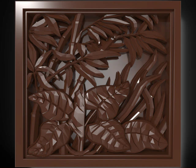 the plants in the square frame bas relief for cnc 3D Model .c4d .max .obj .3ds .fbx .stl .blend 