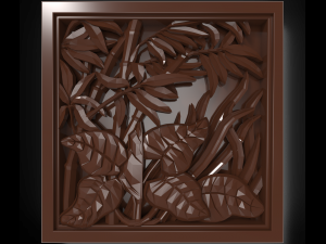 the plants in the square frame bas relief for cnc 3D Model