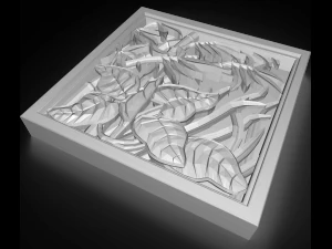 the plants in the square frame bas relief for cnc 3D Model