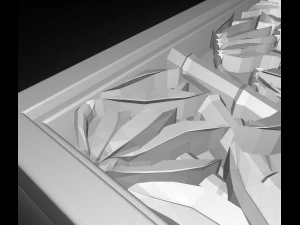 the plants in the square frame bas relief for cnc 3D Model
