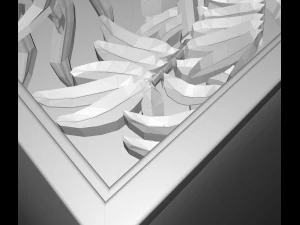 the plants in the square frame bas relief for cnc 3D Model