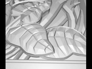the plants in the square frame bas relief for cnc 3D Model