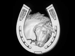 horses head and horseshoe bas relief for cnc 3D Model