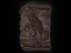 owl on the branch bas relief for cnc Modello 3D
