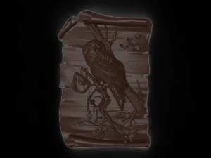 owl on the branch bas relief for cnc 3D Model