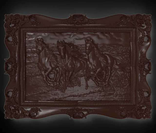 three horses on the sea coast bas relief for cnc 3D Model .c4d .max .obj .3ds .fbx .stl .blend 