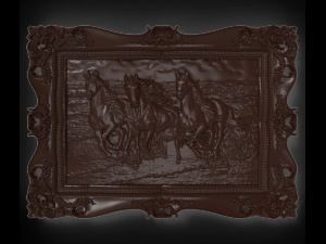 three horses on the sea coast bas relief for cnc 3D Model