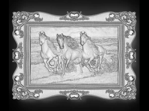 three horses on the sea coast bas relief for cnc 3D Model