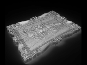 three horses on the sea coast bas relief for cnc Modello 3D