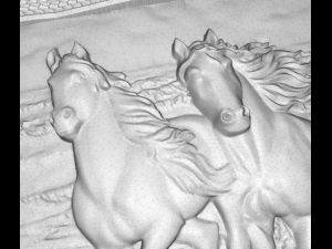 three horses on the sea coast bas relief for cnc Modello 3D