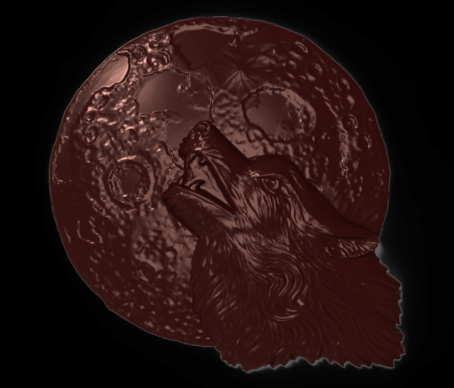 wolf with the moon bas relief for cnc 3D Модель .c4d .max .obj .3ds .fbx .stl .blend 
