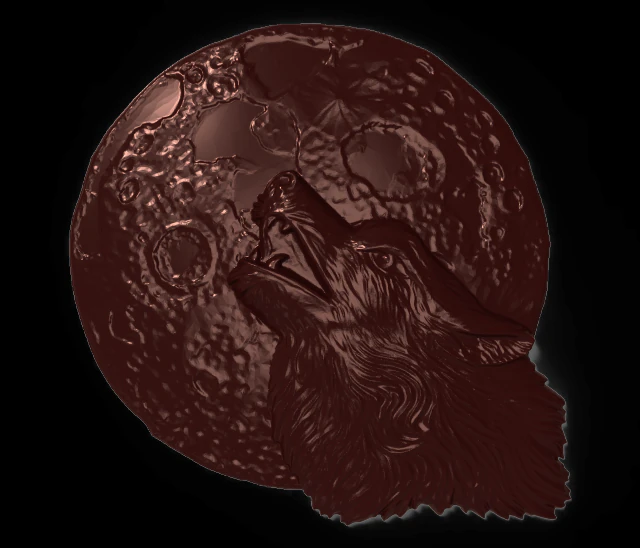 wolf with the moon bas relief for cnc 3D Model .c4d .max .obj .3ds .fbx .stl .blend 